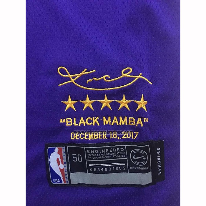 Camiseta Los Angeles Lakers Kobe Bryant NO 24 Retirement Violeta